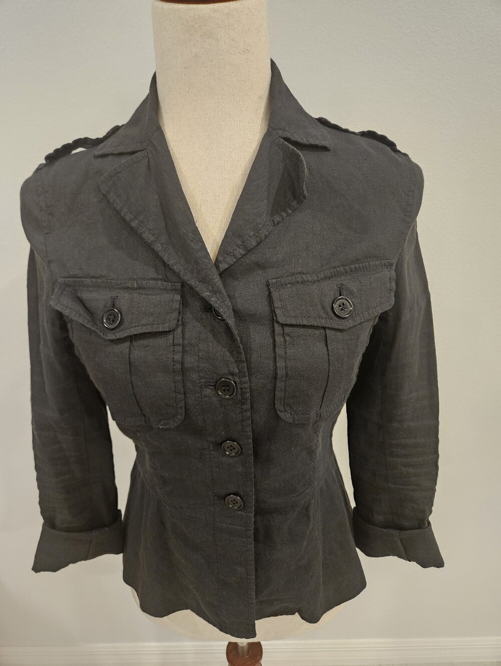 Theory Perie Linen Blend Military Shirt Jacket  0